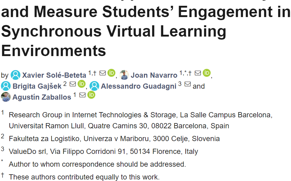 A Data-Driven Approach to Quantify and Measure Students’ Engagement in Synchronous Virtual Learning Environments